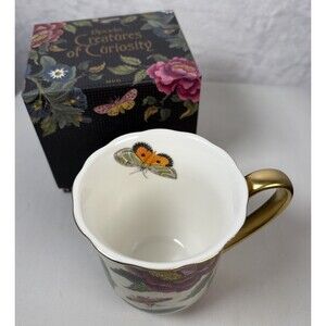 Spode Creatures of Curiosity Mug Coffee Tea Cup Cream Floral Butterfly NEW  box